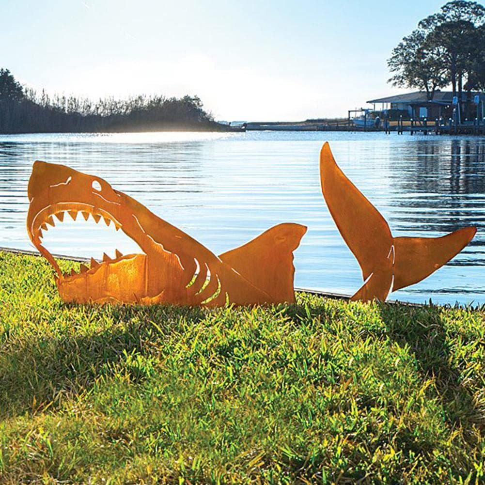 Amazon.com : Jenny Watson Metal Shark Garden Stake Yard Art