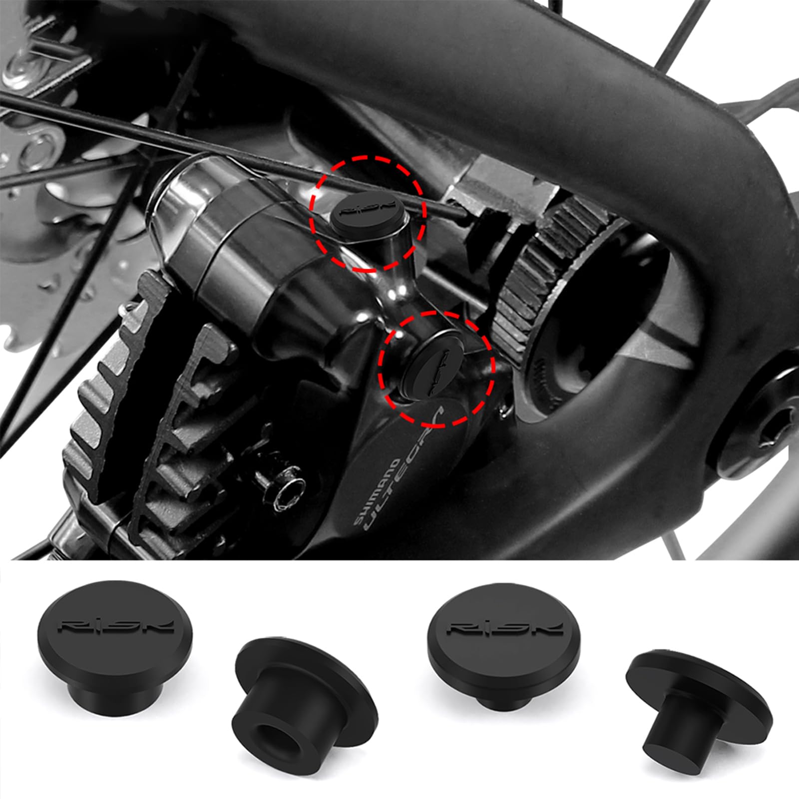 Bleed Oil Port Dust Plugs + Bleed Screw Rubber Caps for Shimano 105 Ultegra Dura-Ace Hydraulic Disc Brake Calipers, Silicone Dust & Water Protection Caps for Brake Bleed Ports and Nipples — view 5