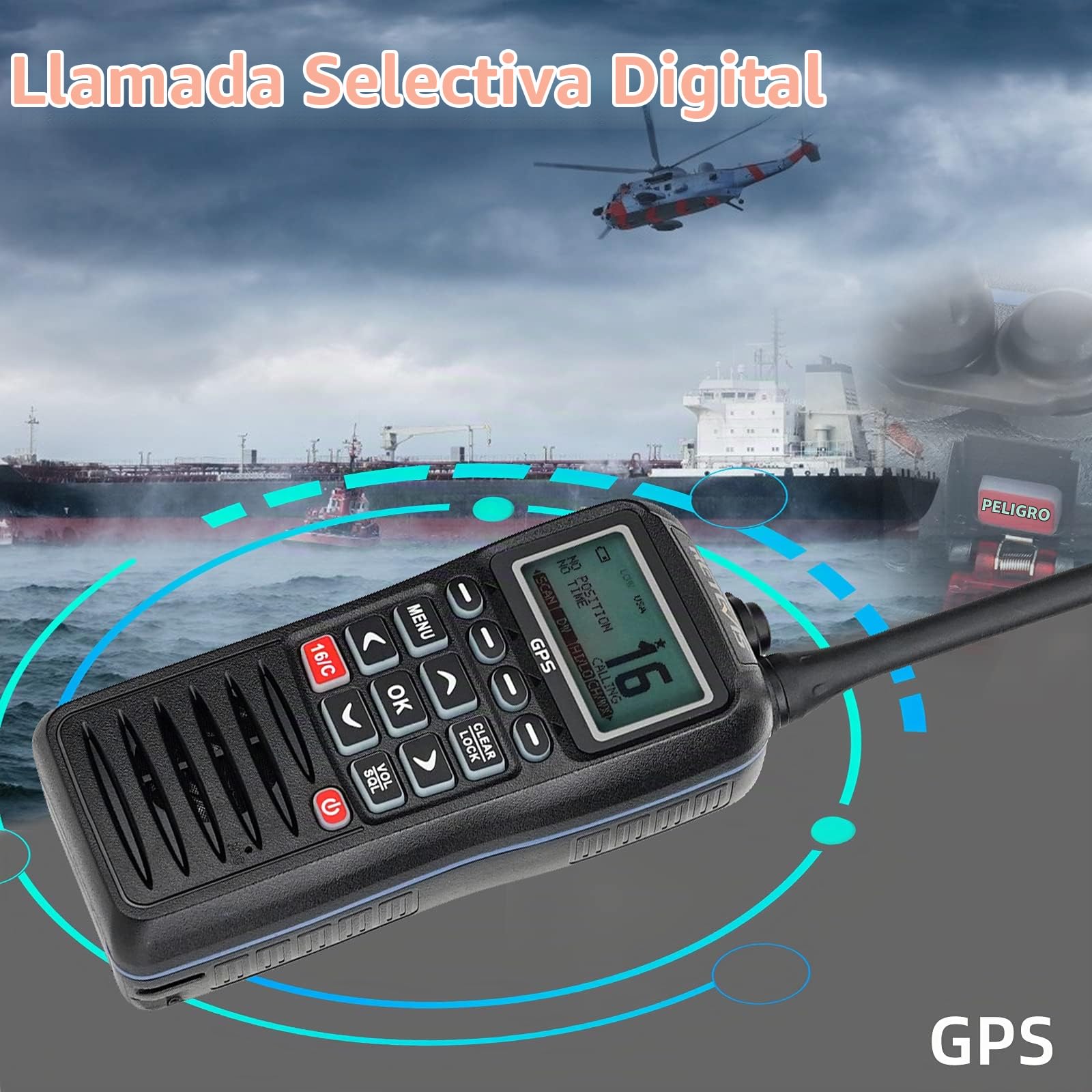 Retevis RM40 Radio VHF Portátil Marina GPS, IP67 Impermeable Marine Radio | IP67 Impermeable, Profesional DSC, Bidireccional Flotante, Transceptor para Rescate, Guardacostas (Negro, 1 Pieza)