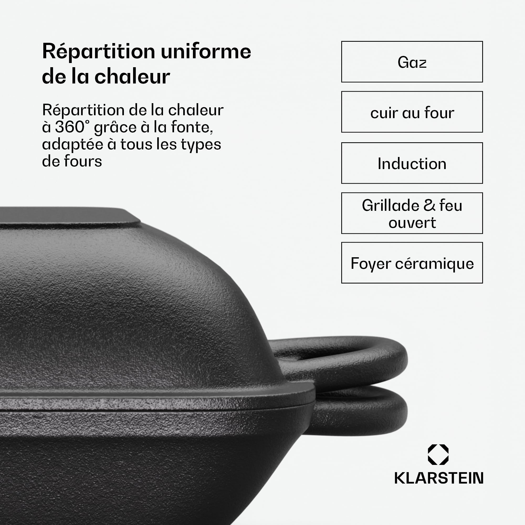 Four Hollandais en Fonte pour la Fabrication du Pain 2-en-1, Marmite et Moule à Pain pour la Cuisson à l'Intérieur et à l'Extérieur, Cloche à Pain en Fonte, Casserole avec Couvercle