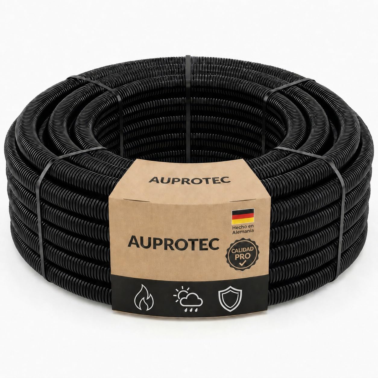AUPROTEC Tubo Corrugado sin Ranura 2 a 50 m/Conducto para Cables subterráneos/Resistente a los Rayos UV/Manguera Protectora de Cables Negro - Diámetro Interior 29 mm, Longitud 2 m - 1