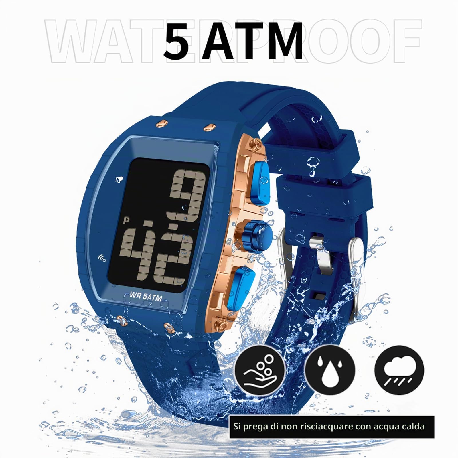 findtime Digital Watch for Seniors English Time-Telling Extra Large Numbers Display Alarm Waterproof Wrist Watches for Elderly Visually & Hearing Impaired Easy to Read Watches for Men Women