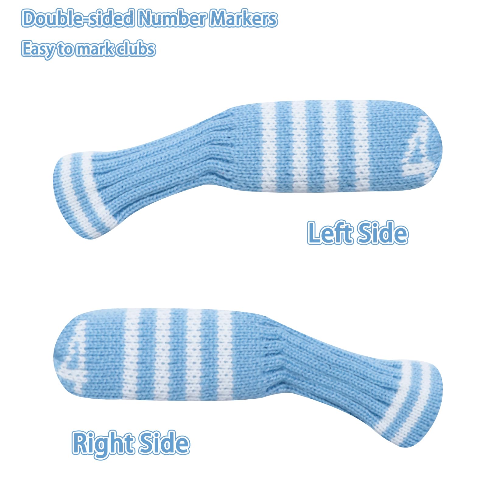 LeFeng 10pcs Knitted Golf Iron Head Covers 3-9/A/P/S Set - Lightweight and Durable Material - Multiple Patterns Golf Club Head Covers - Fit Well for Callaway Ping Taylormade Cobra Etc.(Blue Stripes)