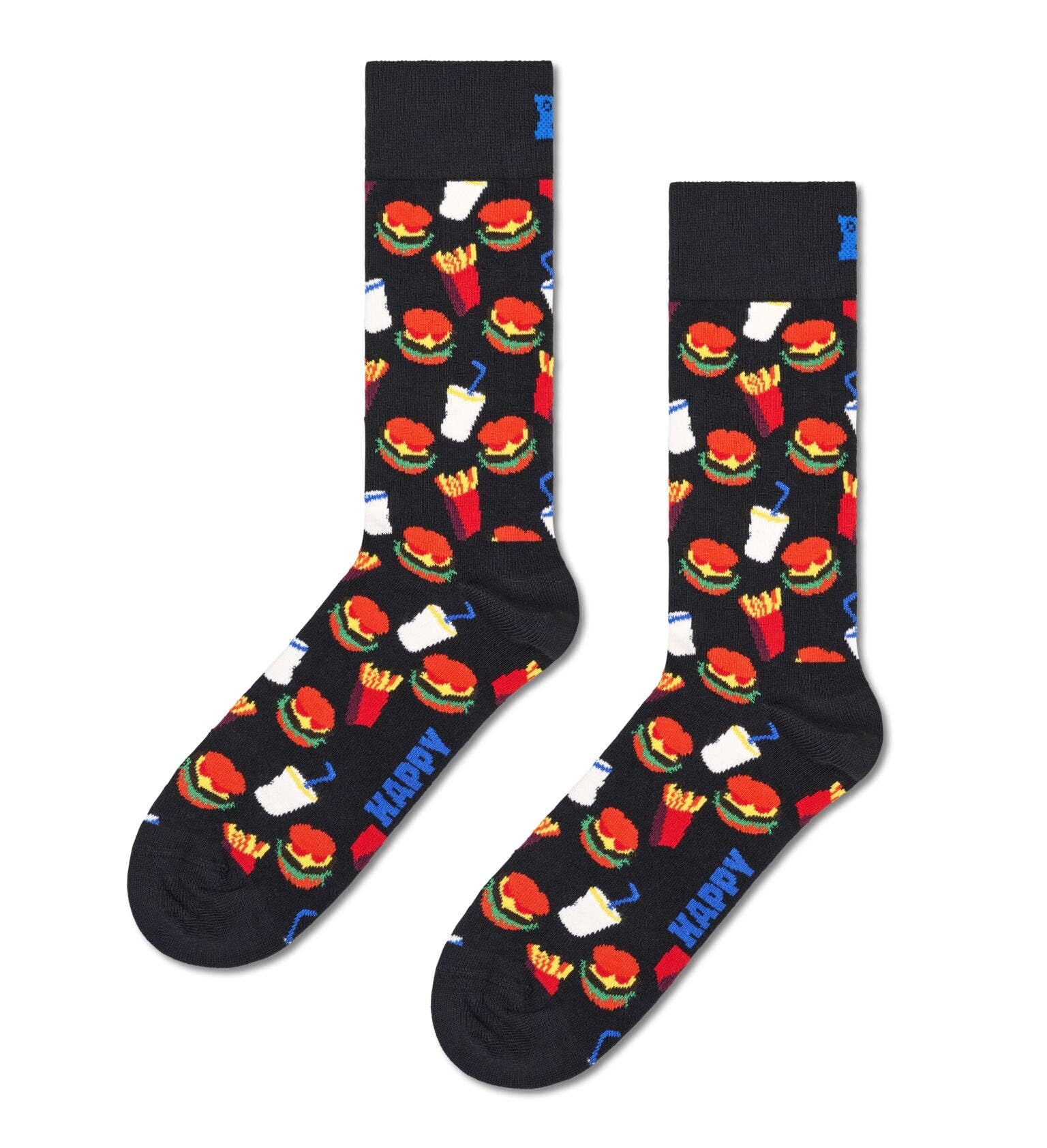 Happy Socks, Crew Socks, Hamburger Sock for Men and Women, Size 36-40