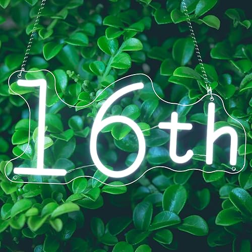 Letrero de neón de feliz cumpleaños para decoración de pared, decoración de cumpleaños de 16, 18, 50, letrero LED con cadenas colgantes para telón