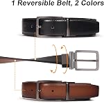 Men's Belt Reversible Belt Men 1 Piece - 1 3/8" Leather Dress Belt - Trim to Fit for Elegant Style