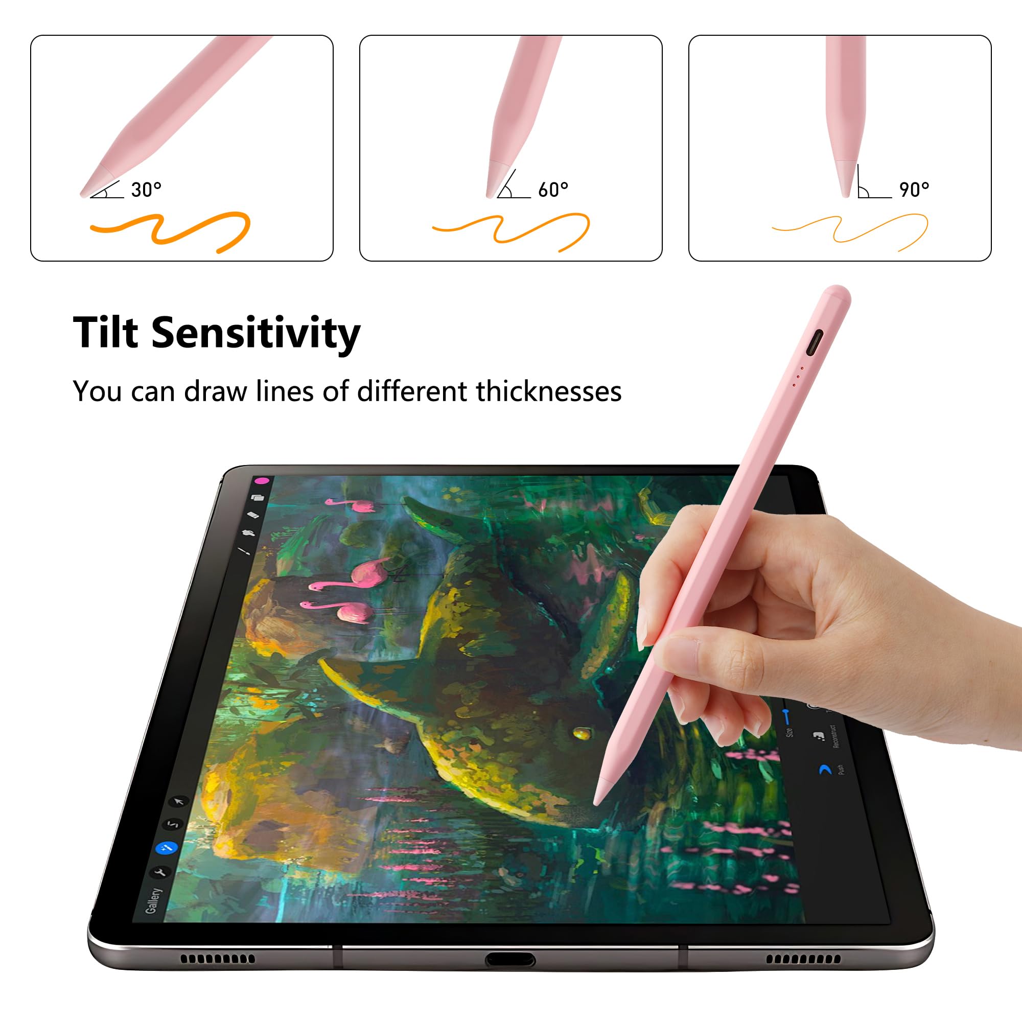 Lápiz para Apple, lápiz capacitivo para iPad A16 de 11ª/10ª/9/8/7/6 generación, iPad Pro M4 de 13 pulgadas, 11 pulgadas, iPad Air M3/M2/5/4/3 Gen, iPad mini A17 Pro 7/6/5, rechazo de palma y