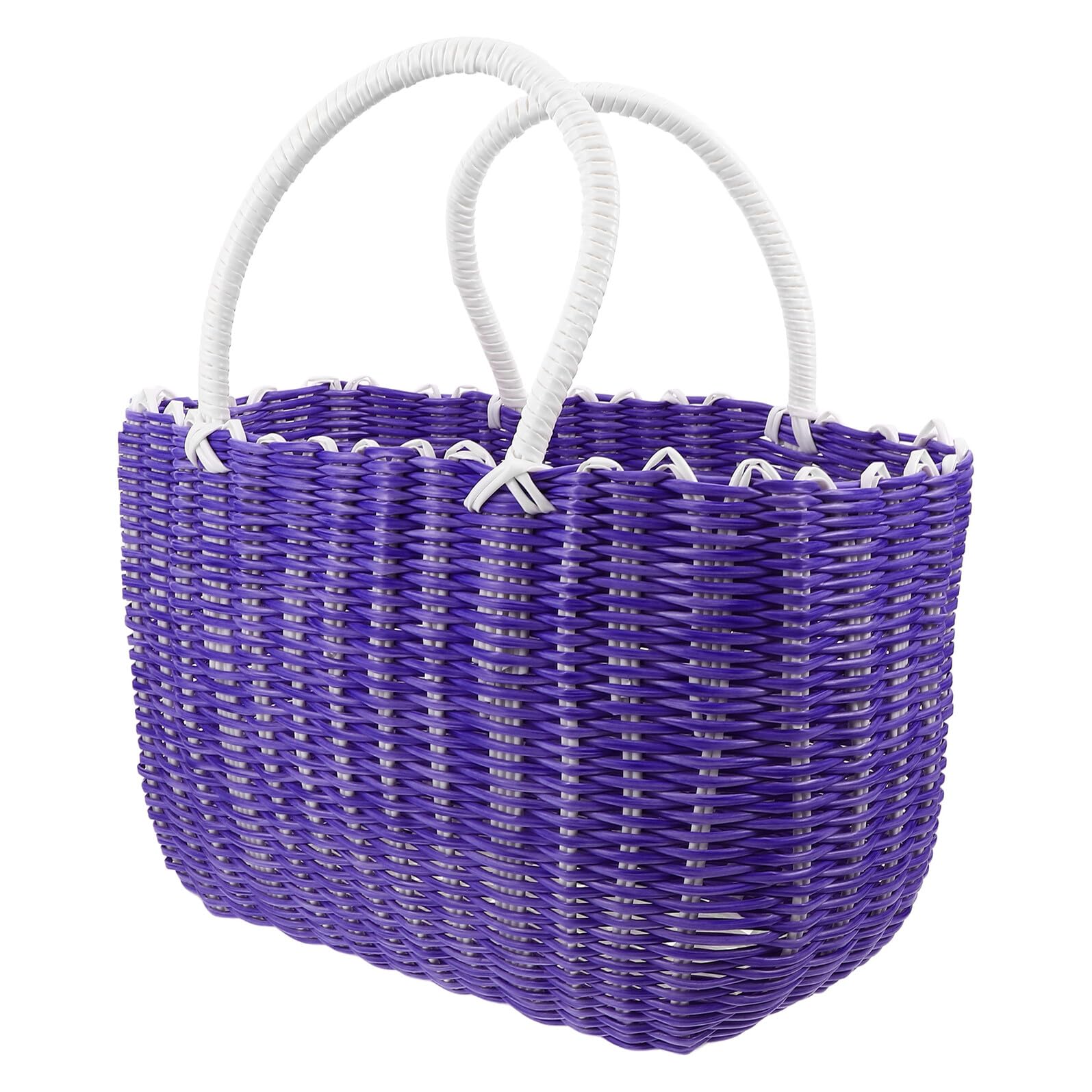 BESPORTBLE Cesta de Plástico Trenzado Grande con Asa Cesta de Almacenamiento Multifuncional para Compra y Verduras Color Morado para Cocina y Hogar