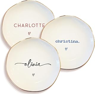Personalized Ring Dish with Name - Custom Jewelry Tray Gift for Bridesmaids, Mom, Grandma, Best Friend - Elegant Trinket Dish for Wedding, Birthday, Mother's Day