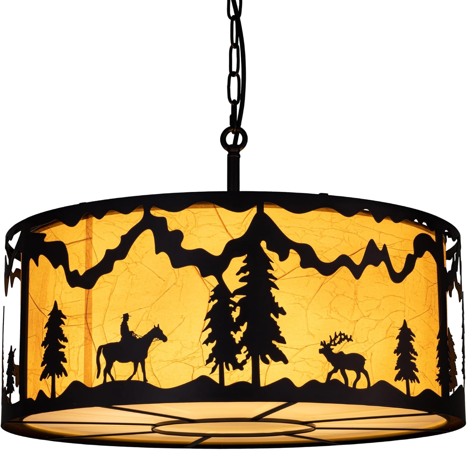 Wellmet 8Light Farmhouse Chandelier for Dining Room, Rustic Drum