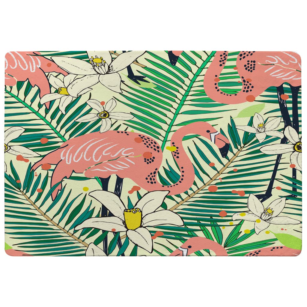 Flamants roses abstraits en tapis géométrique pour décorer une chambre
