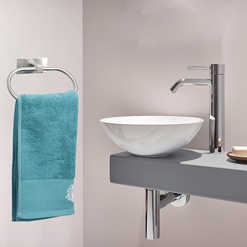 Miniatura 6 de Vanloory Toallero ovalado, fuerte soporte para toallas de mano autoadhesivo, grueso de acero inoxidable SUS304, sin perforaciones, moderno colgador