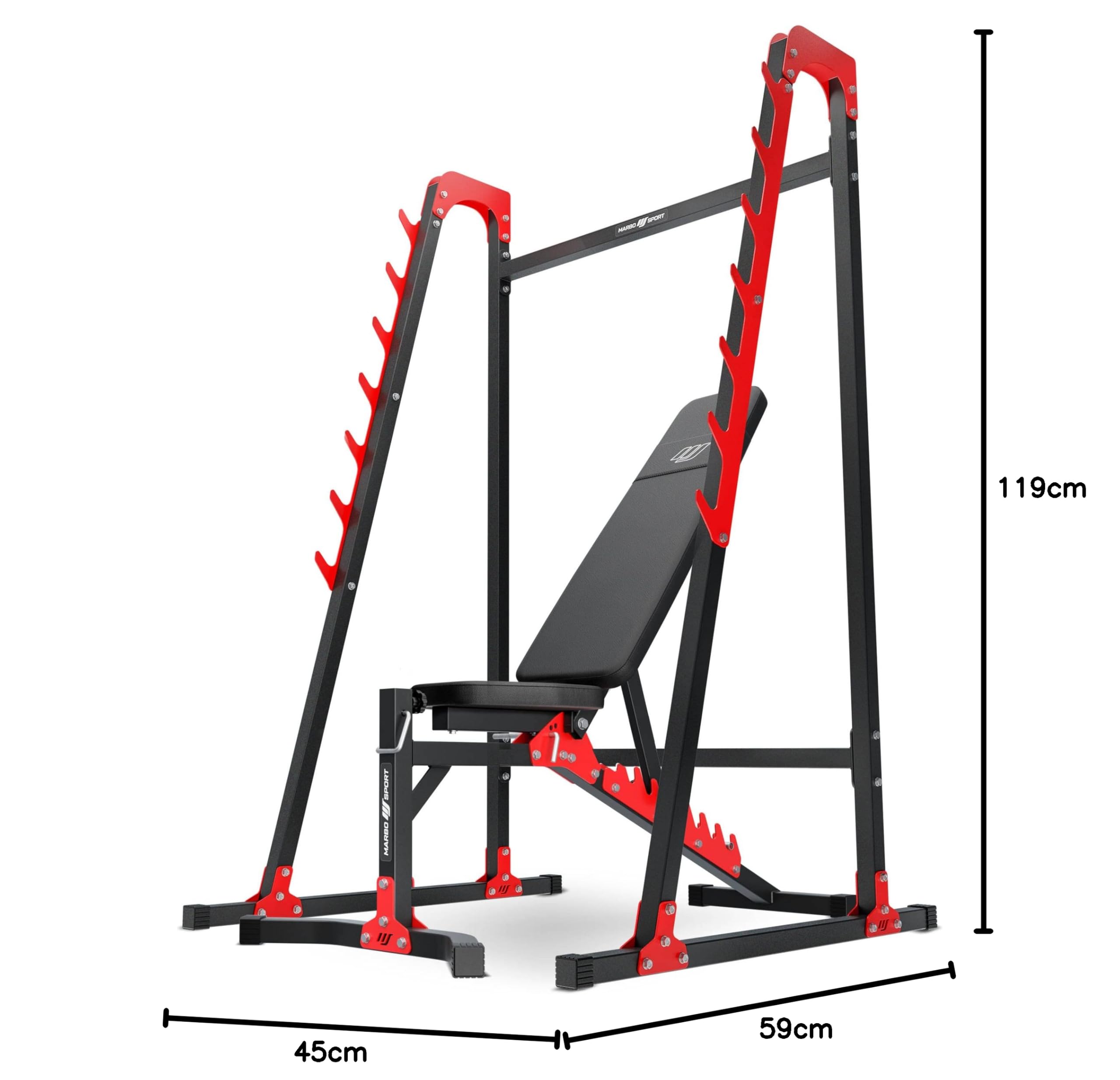 Ensemble Sport Marbo MH24 2.0 | Banc de Musculation réglable MH-L115 + Support d'haltères MH-S204 | Set 83kg / 113kg au Choix | Made in EU