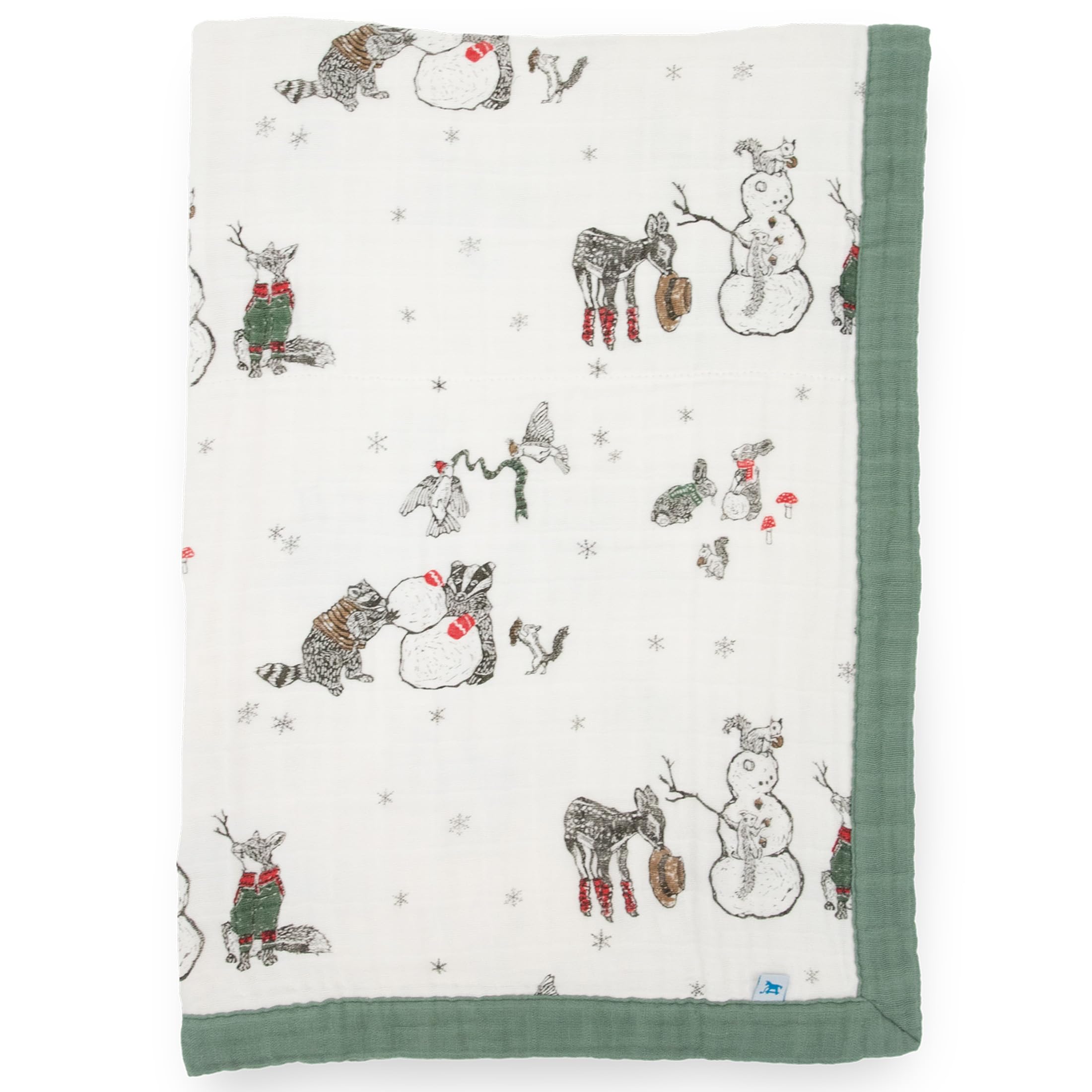 Little Unicorn Newborn Receiving Quilt | Ultra- Soft, Multi-Layered Muslin Fabric | Gift for Newborns &amp; on-The-go (Snow Day)