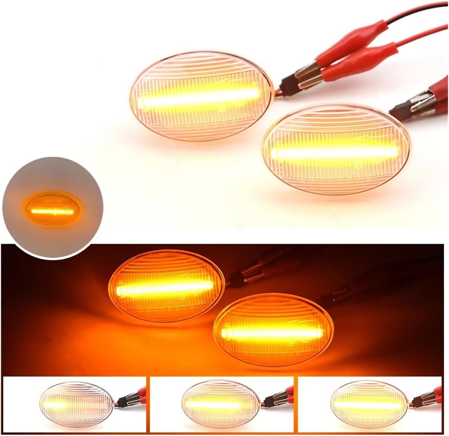 Dynamic LED Flashing Turn Signal Side Marker Lamp Car Light Compatible with Opel Combo C B Tigra A Astra F Meriva A Corsa C B Sintra Vita(Crystal white)