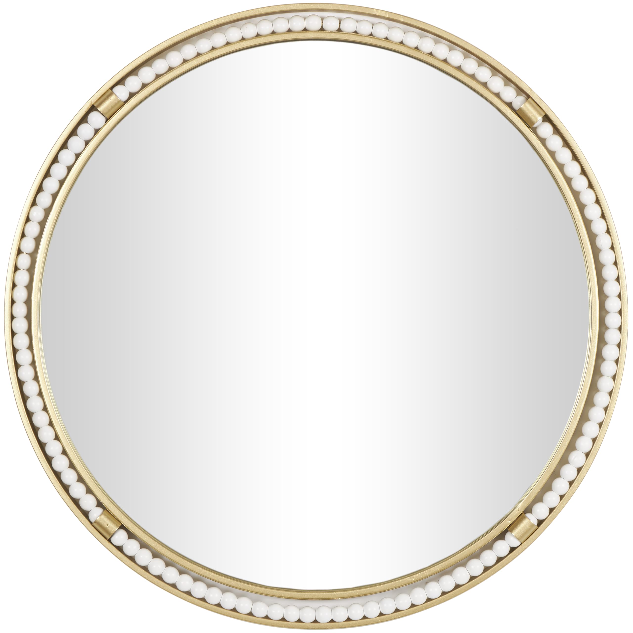 Deco 79 Metal Wall Mirror with White Wood Beading, 26" x 1" x 26", Gold