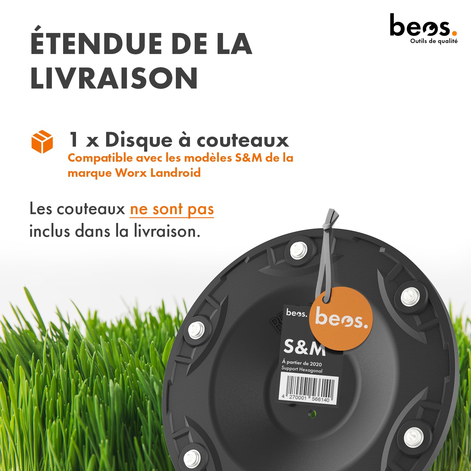 beos Disque à lames Tuning pour 6x lames - Disque à lames renforcé de fibres de verre pour tondeuses - robots Worx Landroid S&M (à partir de 2020) et Landxcape