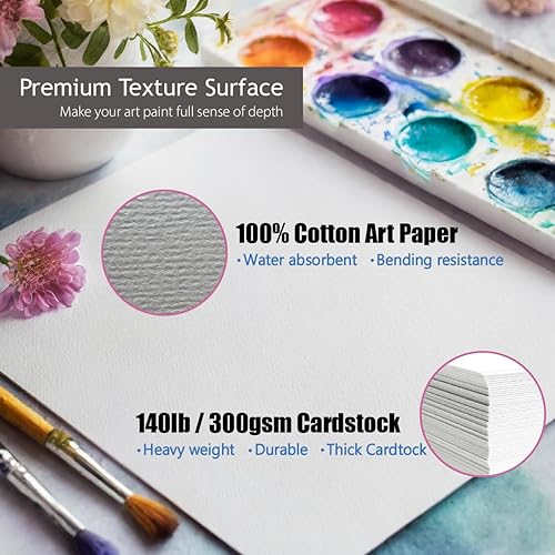 Miniatura 2 de Paquete de 50 tarjetas de acuarela de algodón blanco de 5 x 7 pulgadas con sobres, plegables, pesadas, 140 libras, tarjetas de felicitación para