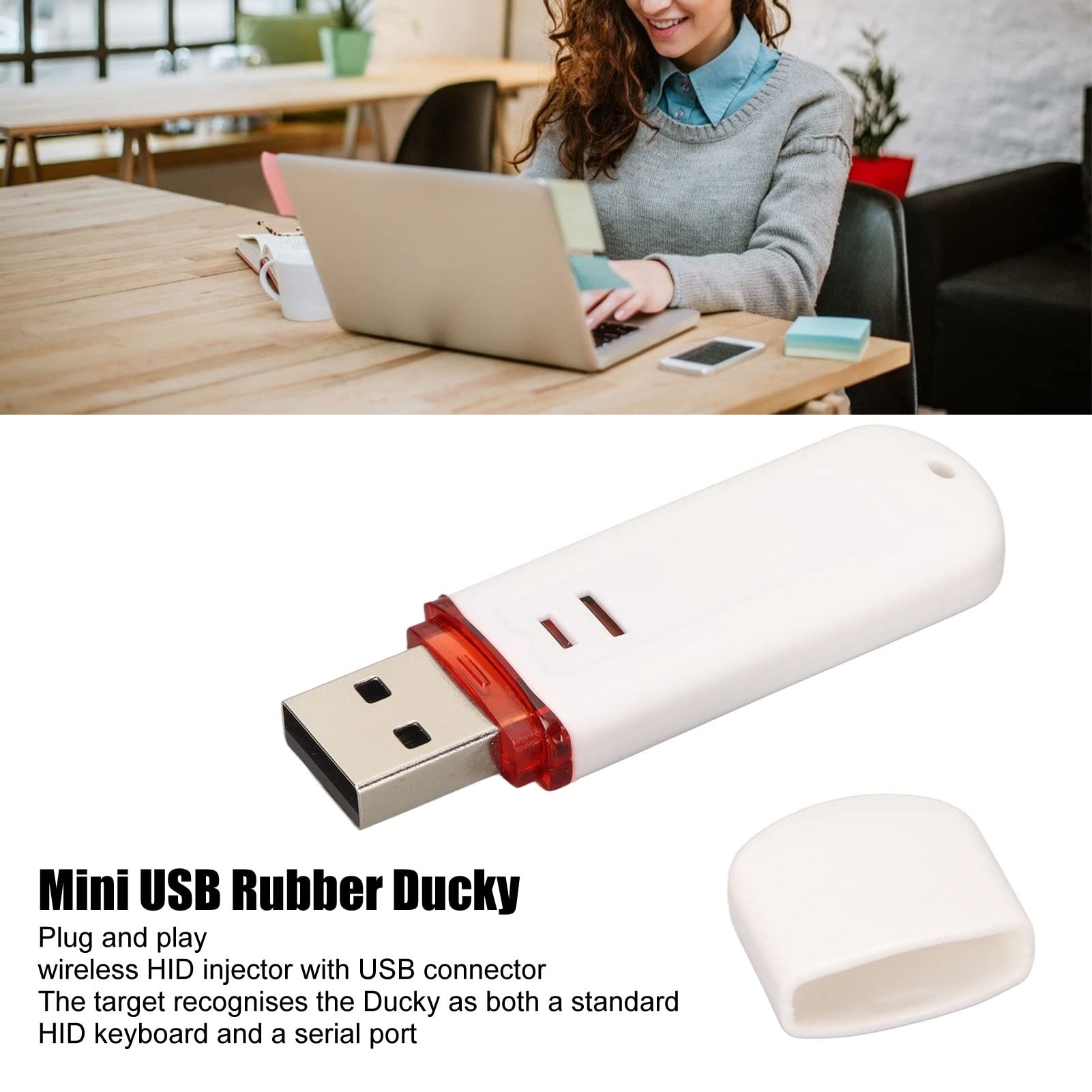Yunseity Inyector USB WiFi HID, Adaptador de Red USB Inalámbrico Portátil Rubberducky Transmisión de Datos Rápida para Script de Comandos de PC, Plug and Play