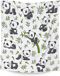 Mercuryelf Panda Throw Blanket - Soft, Fuzzy & Warm - 40x50 Inches Flannel Blankets for Travel, Office - White Aesthetic Throws Gift for Kids