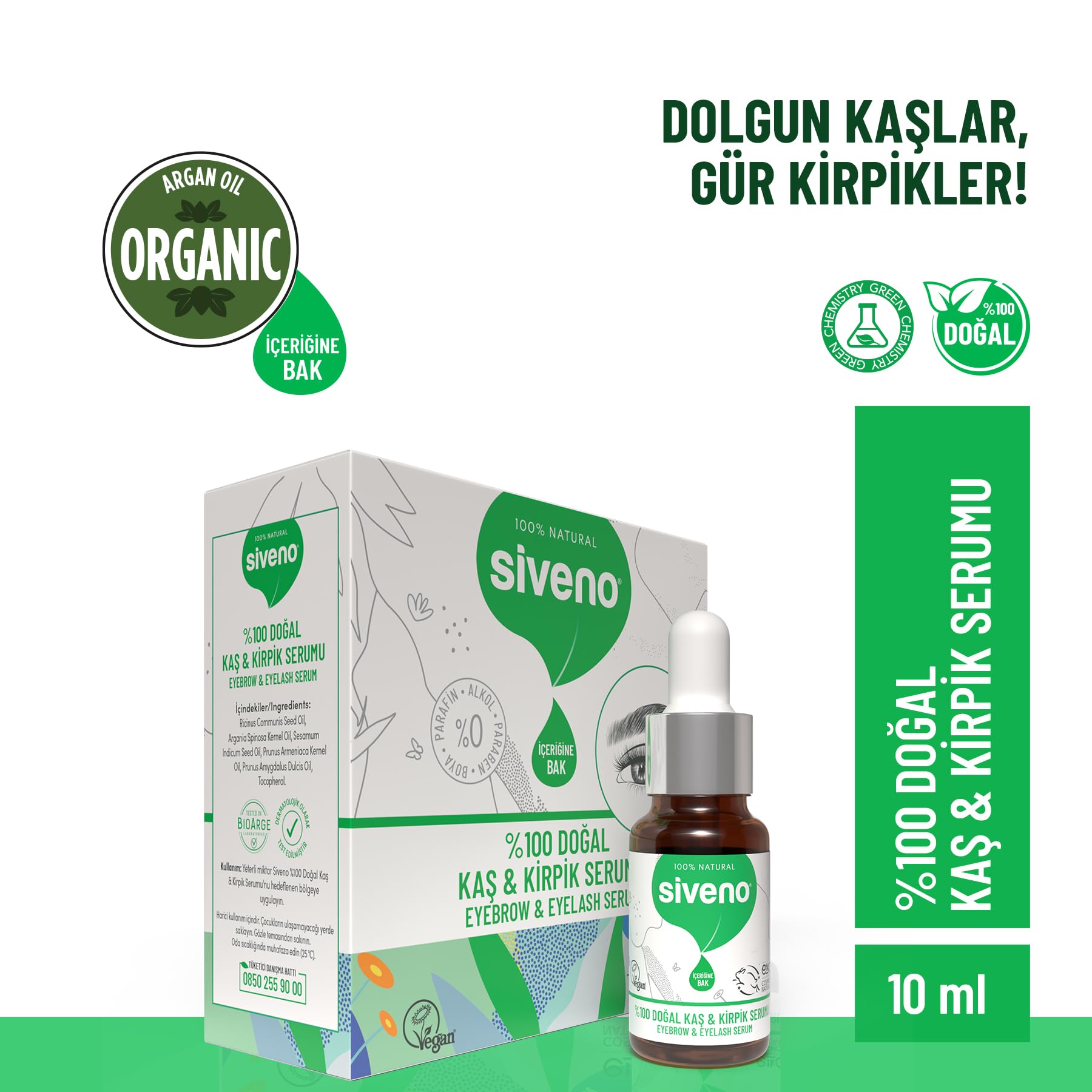 Siveno %100 Doğal Kaş ve Kirpik Serumu Bitkisel Yoğunlaştırıcı