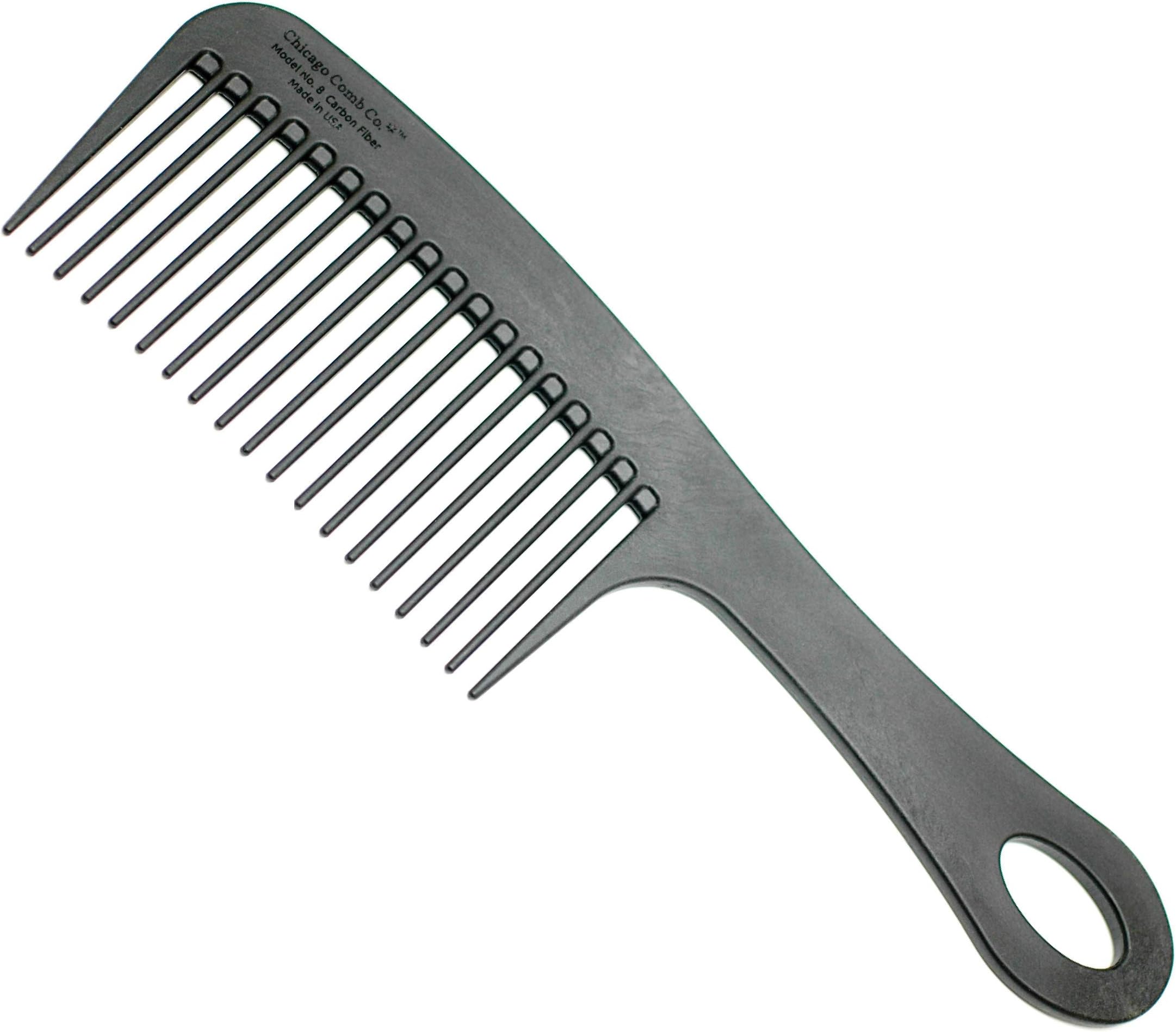 Model 8 Carbon Fibre, Made in USA, Anti-static, Detangling & Shower comb, adds Lift & Volume, 21.5 cm (8.5 inches) long