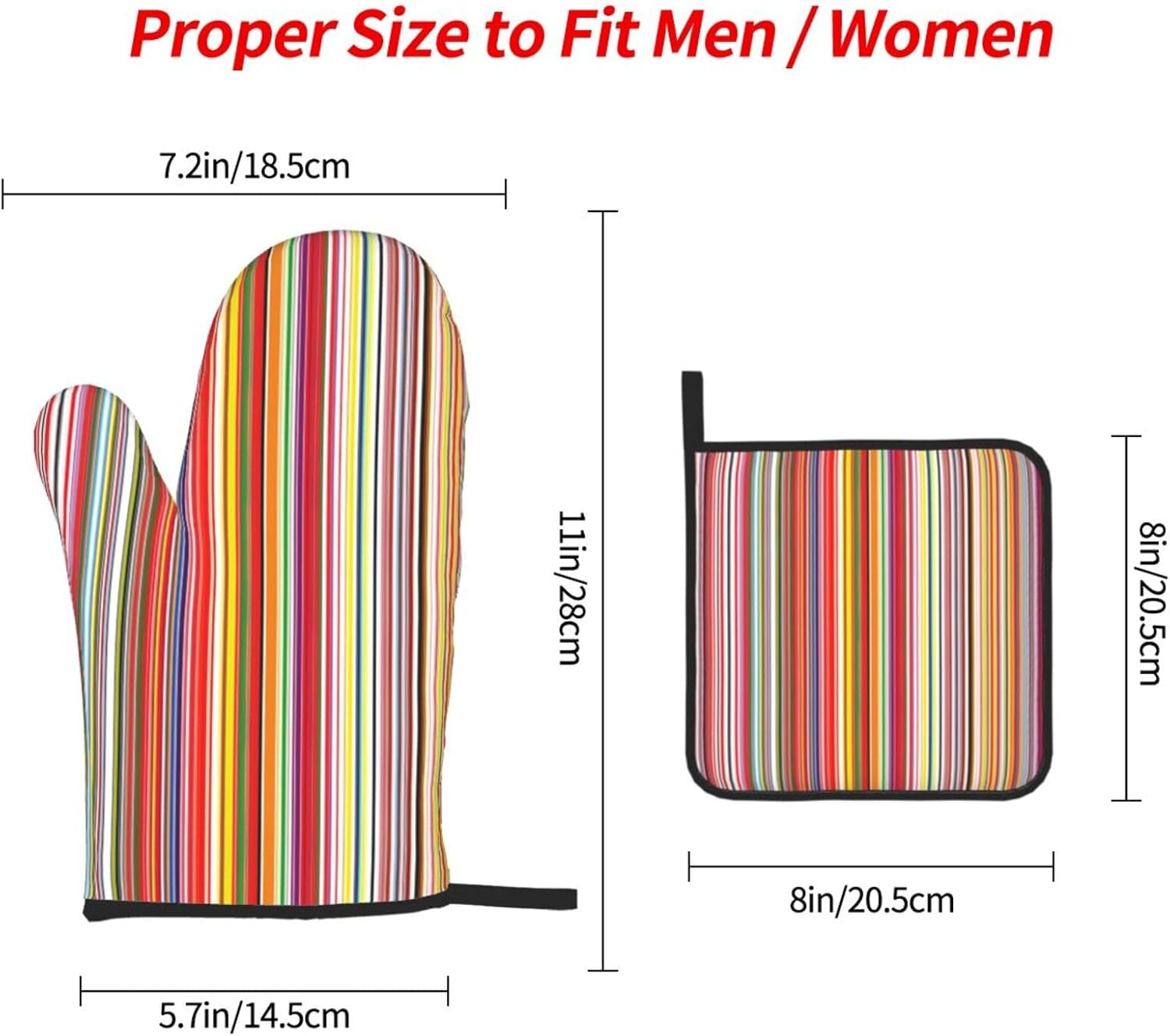 Colorful Stripes. Print Heat Resistant Microwave Gloves, Used for Baking, Cooking, and Fashion Kitchen Essentials