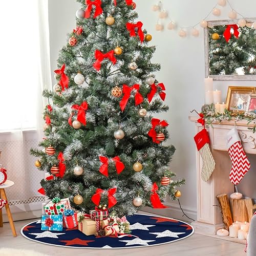 Miniatura 4 de Faldón de árbol de Navidad con estrellas patrióticas para el Día de la Independencia, Día de la Independencia, 48 pulgadas, para suministros de