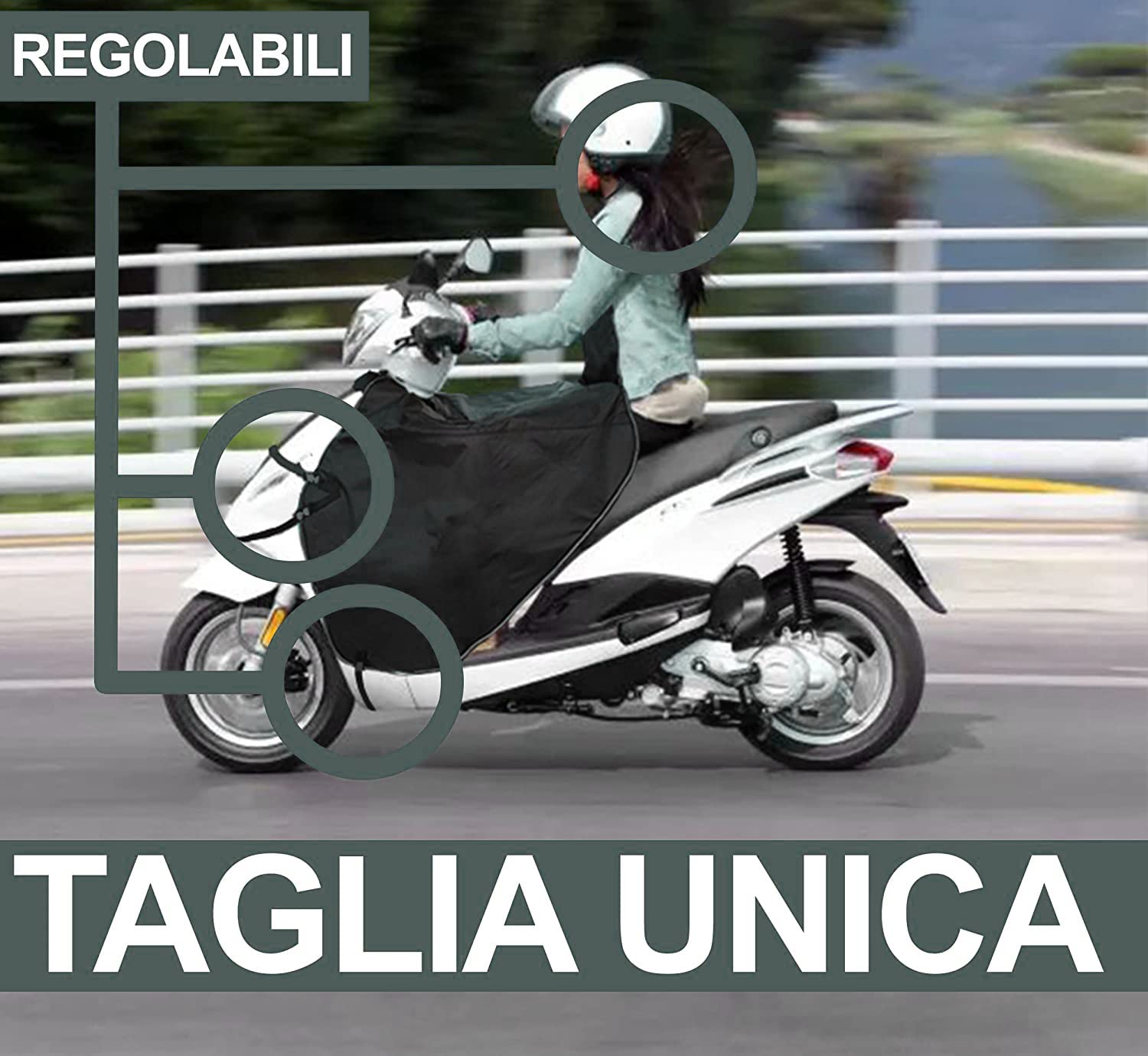 Rebeca Shop Telo Coprigambe Felpato Universale per Scooter e Moto | Regolabile Impermeabile e Antivento (Modello A)