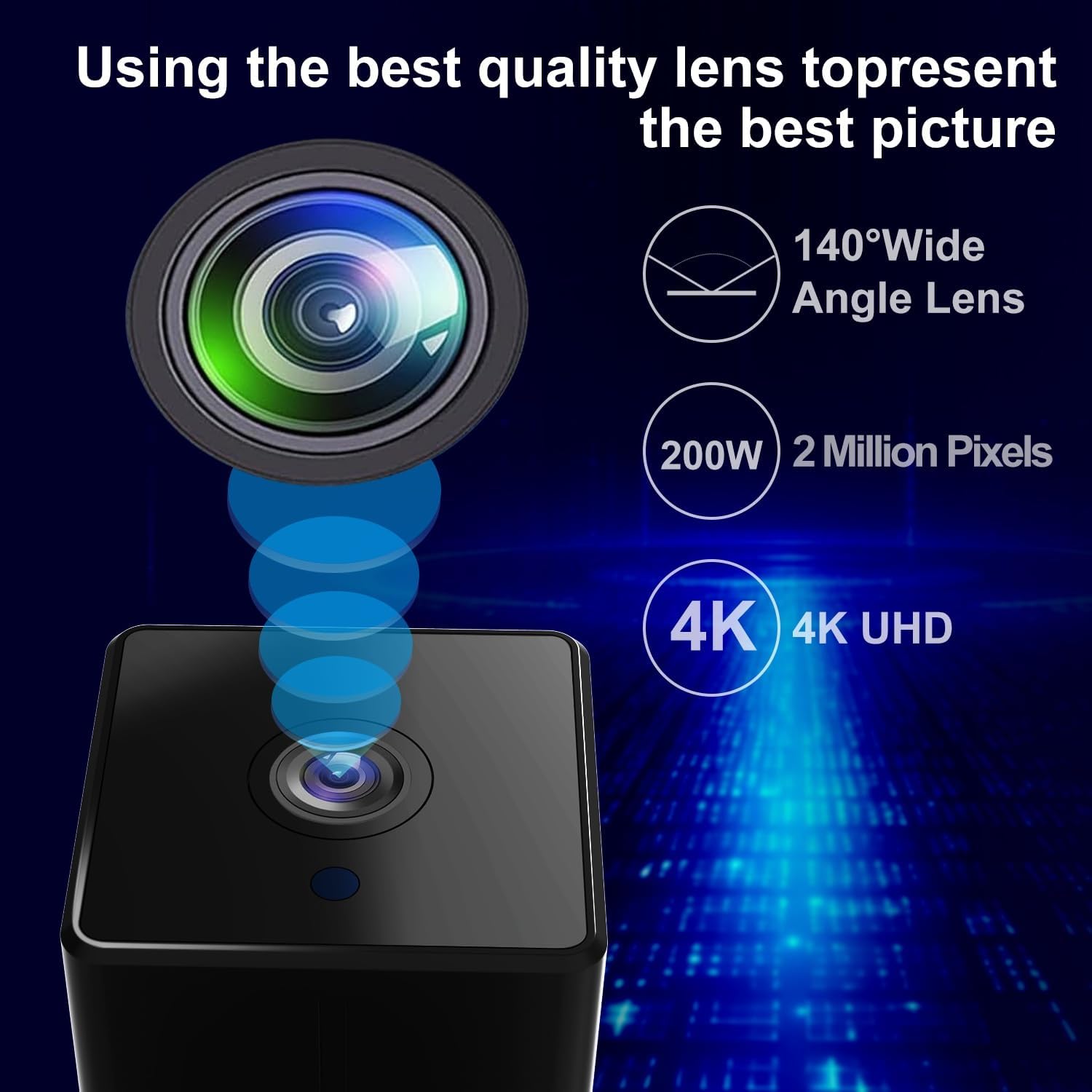 Smartphone screen showing a security camera view with motion detection highlights and a 105dB siren warning