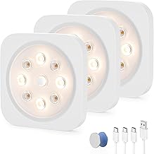 LROLTEF Schrankbeleuchtung Led Lampe - 1200mAh 4000K Unterbauleuchte Küche Licht Aufladbar mit Verbindungsinduktion & Bewegungsmelder - Magnetische Schranklicht Vitrinenbeleuchtung | 3 Stück