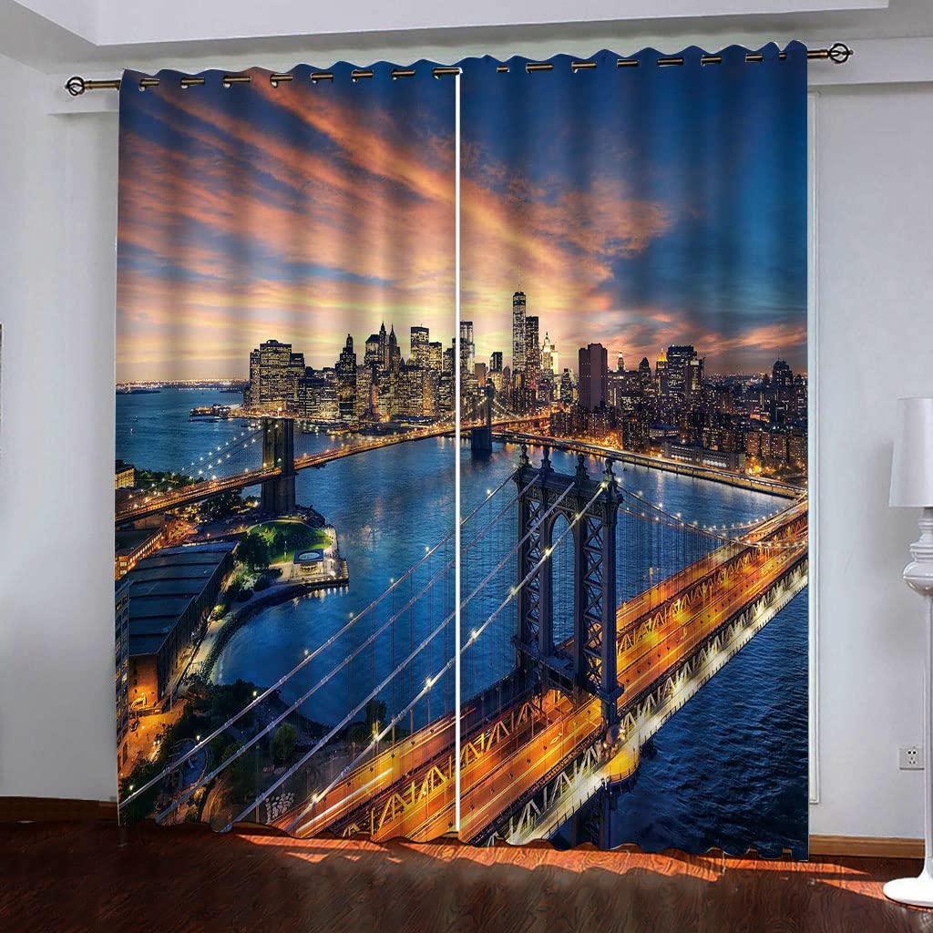 Rideaux isolants thermiques anti-chaleur bleu New York 132x225 cm
