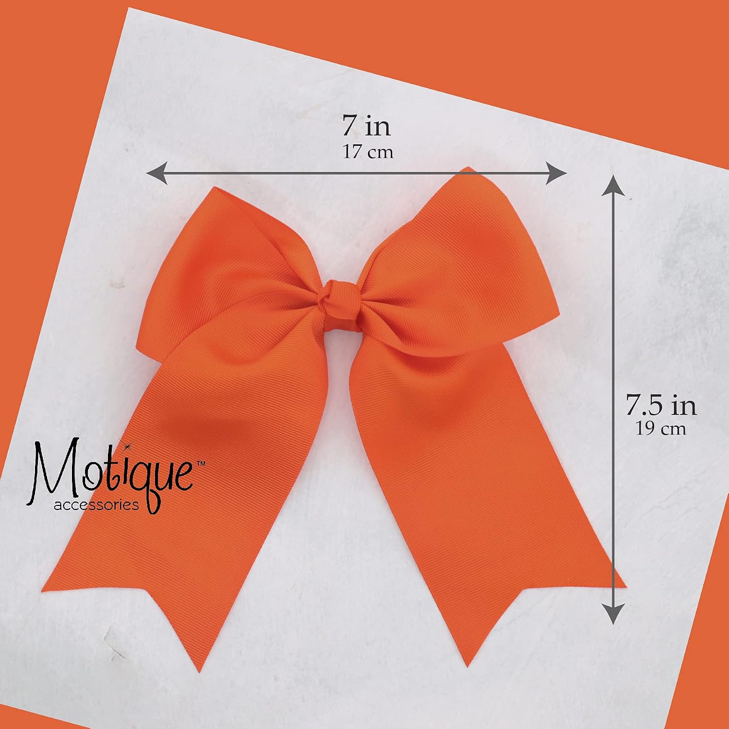 Motique Accessories Jumbo Bow Clip with Tails, Orange