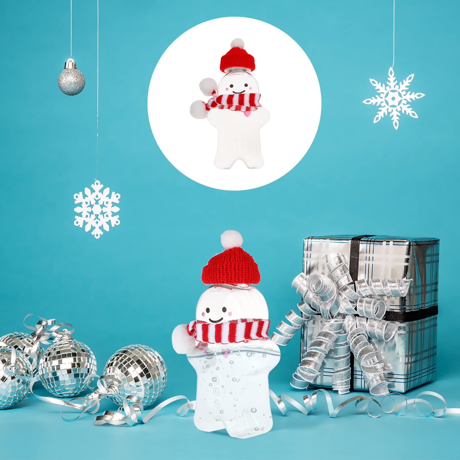 Gadpiparty Set di 15 bottiglie di Natale per biscotti, barattoli di plastica per succhi di frutta con coperchio, bottiglie per bevande di Natale, bottiglie di acqua di Natale, bottiglia di messaggio,