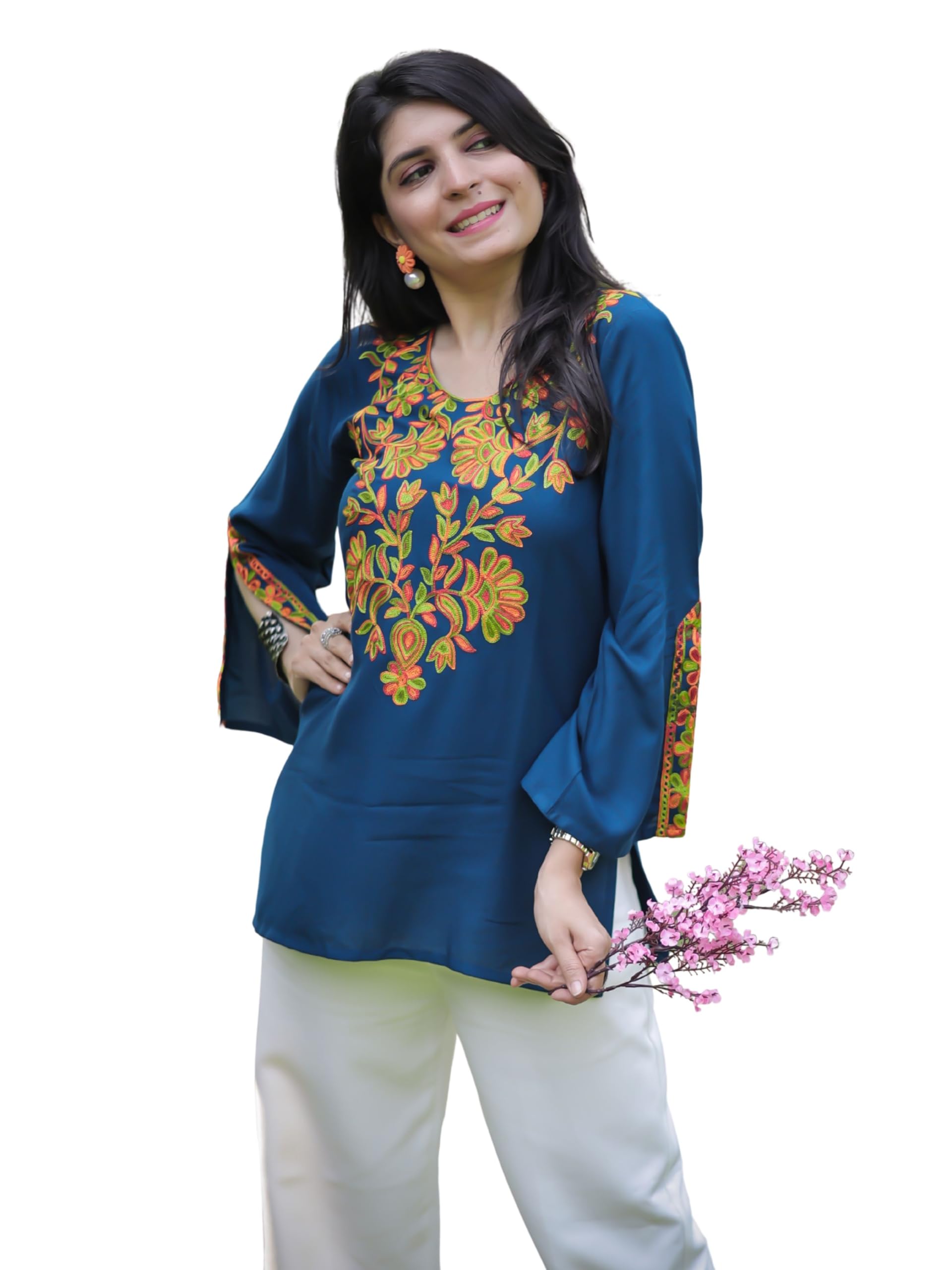 youthnic Women's Rayon Yoke Embroidery Straight Short Kurti | Summer Kurti | College Wear Kurti | Tunic Top-picture-35