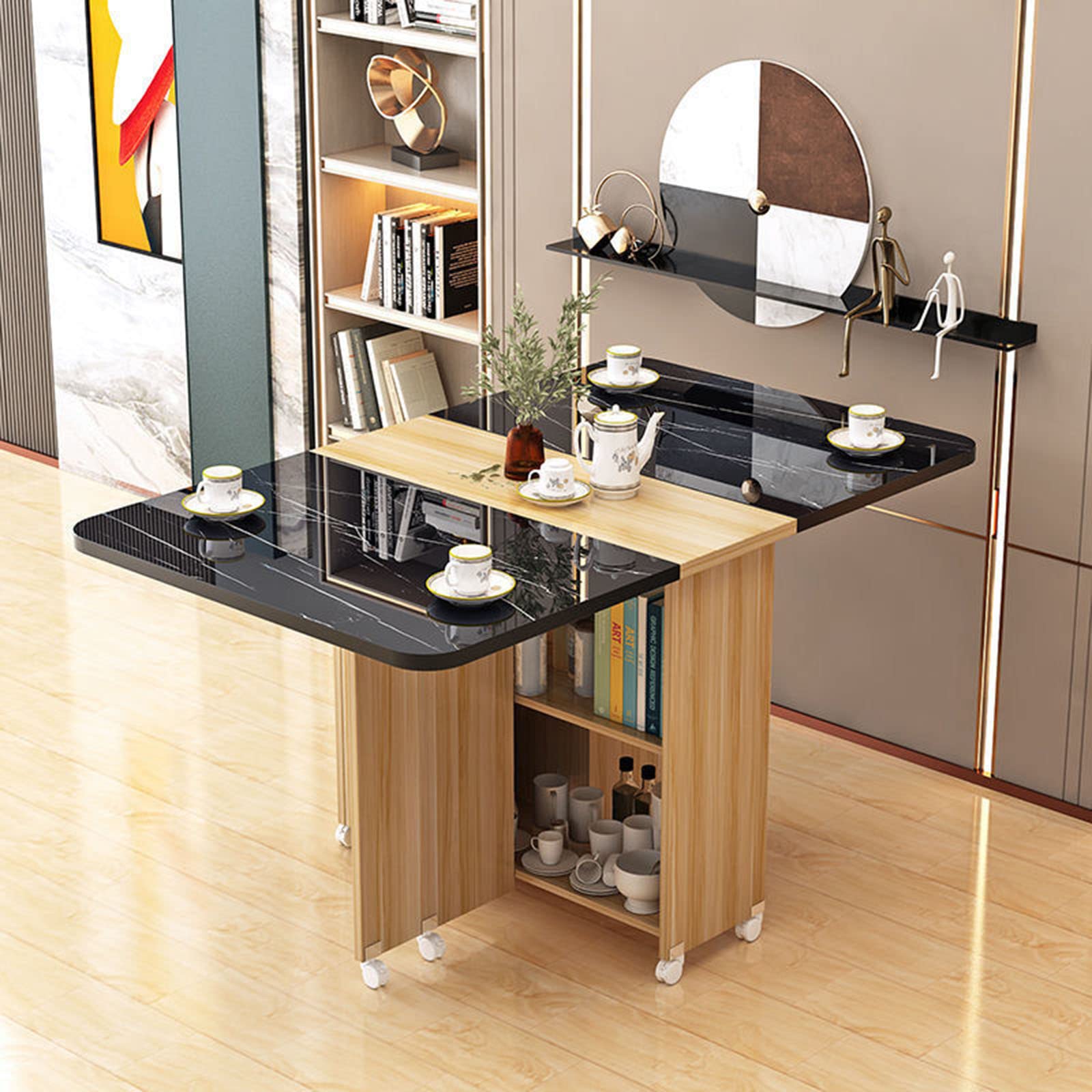 Buy Modern Folding Dining Table, Expandable Kitchen Dinner Table with 2