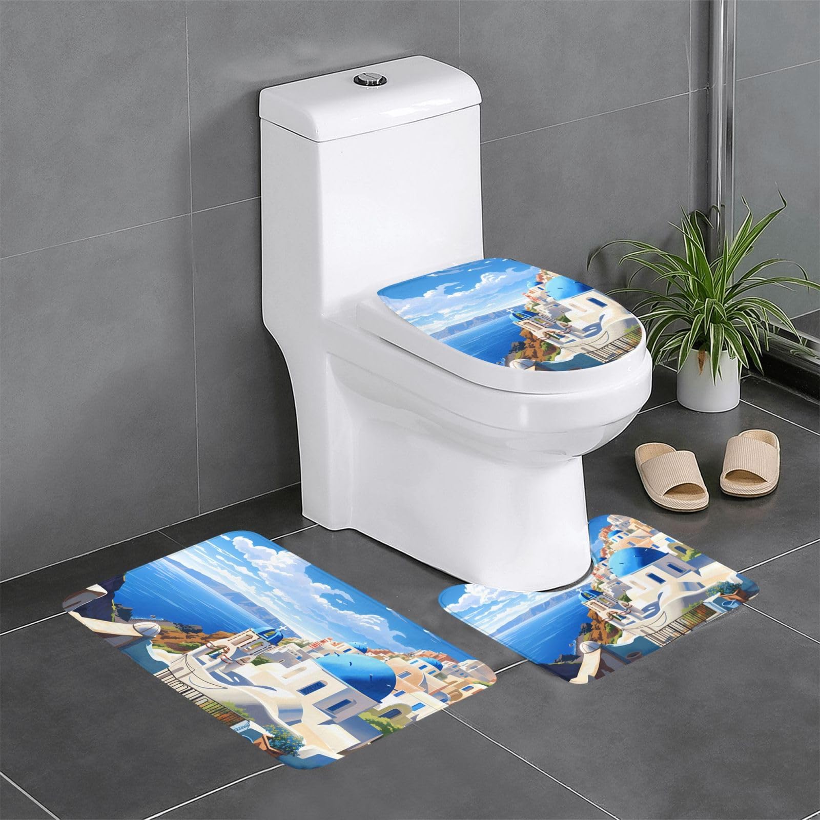 Tapis de salle de bain Santorini lot de 3 pour toilettes et coiffeuse