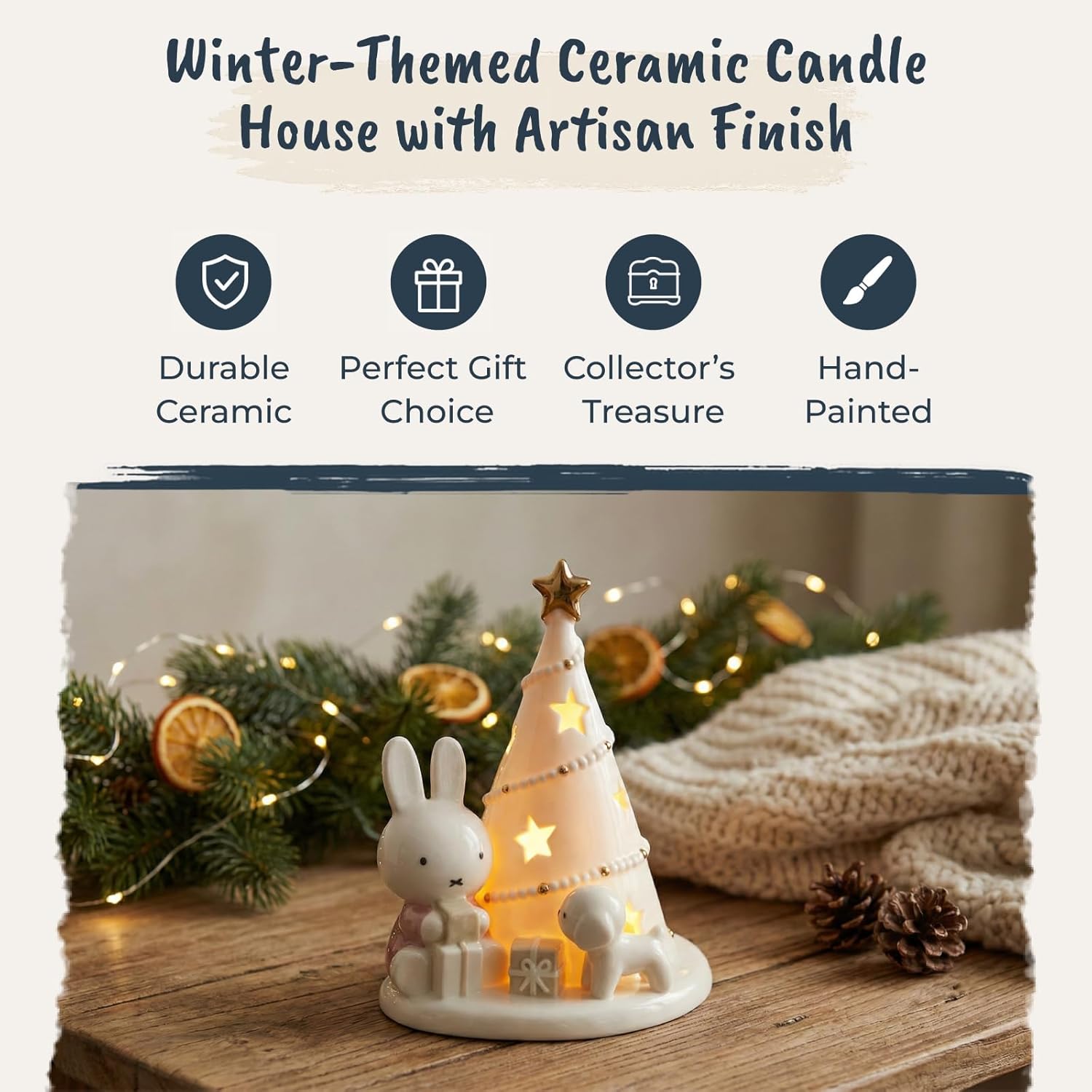 Blue Sky Clayworks Miffy Christmas Tree Candle House