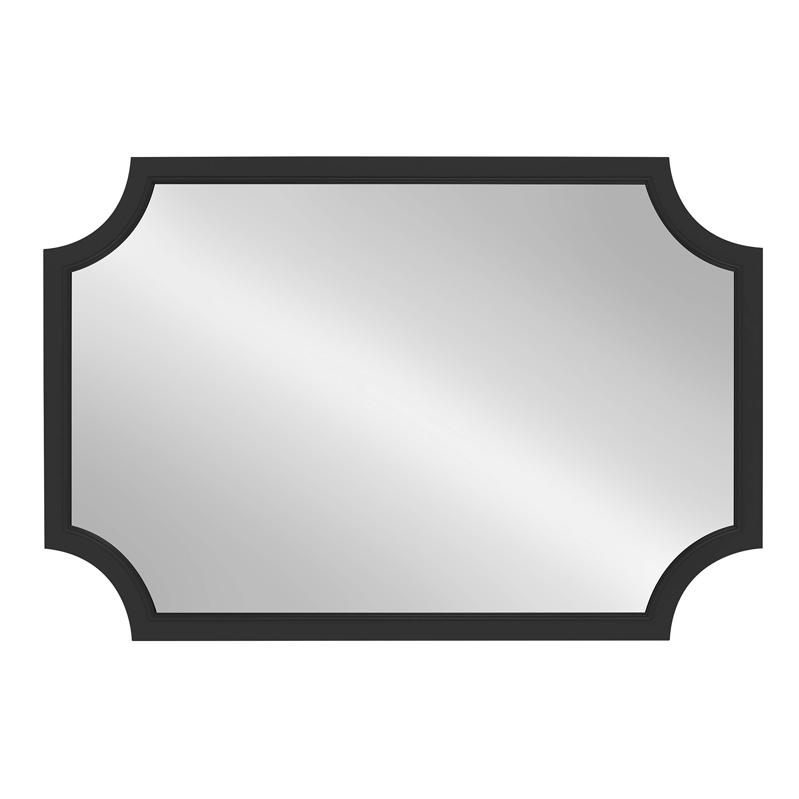 Kate and Laurel Hogan Wood Framed Mirror with Scallop Corners, 24 x 36, Black
