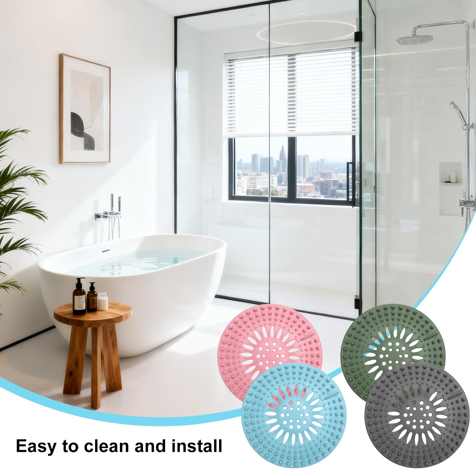 Pack De 4 Filtros Atrapapelos De Silicona Para Ducha - Diámetro 12.5 Cm, Evita Obstrucciones En Desagües