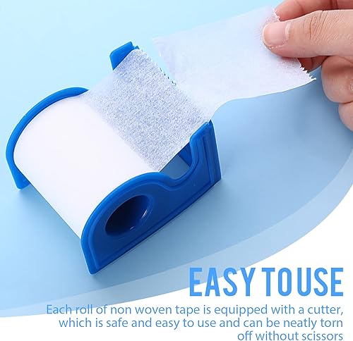 Miniatura 4 de 6 juegos de cinta de tela no tejida con dispensador de 2 pulgadas 10 yardas cinta de primeros auxilios cinta impermeable para piel sensible cinta
