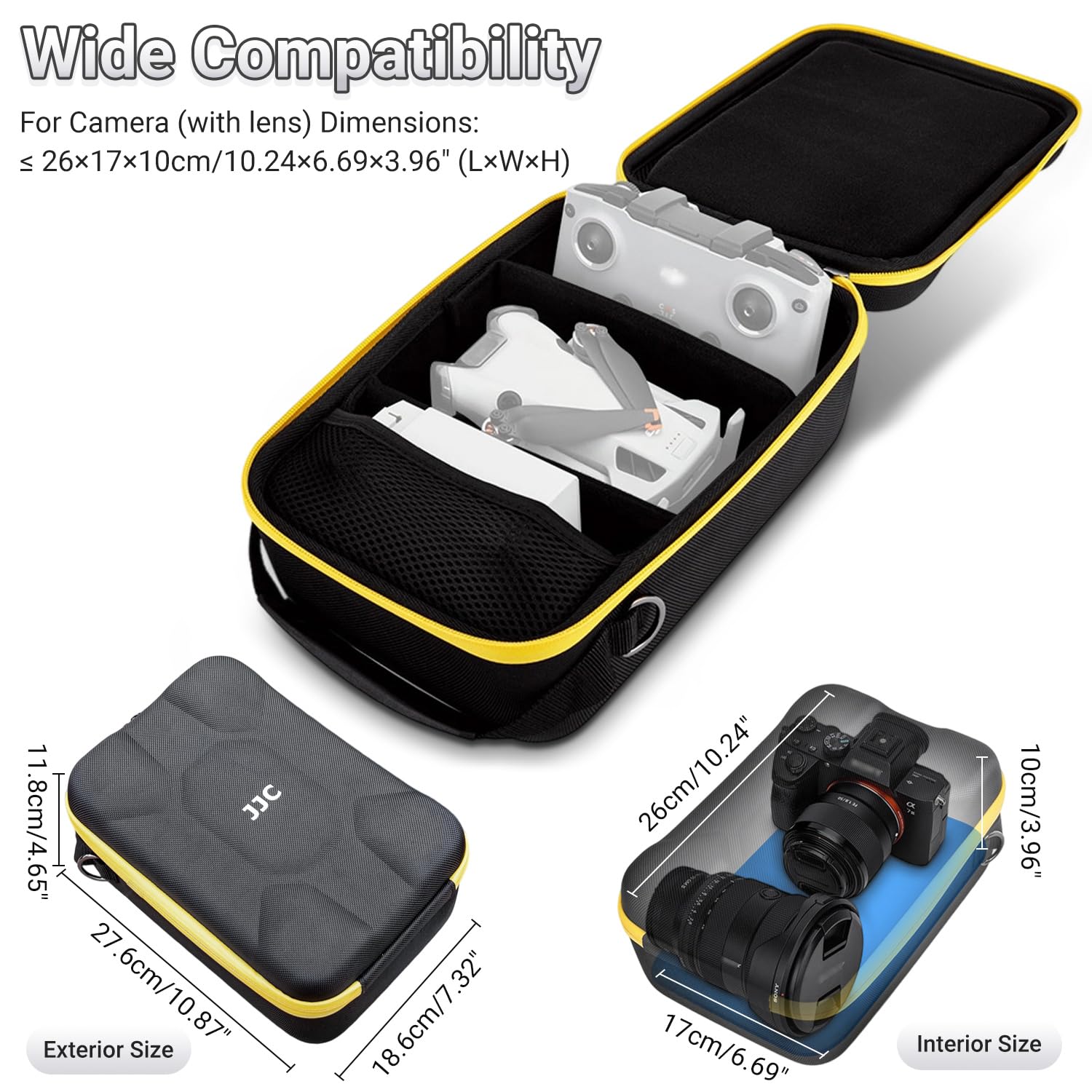 JJC Custodia rigida antiurto per fotocamera, scatola portaoggetti personalizzata per Canon EOS R50 R100 R10 R8 R7 R6 Mark II R5, per Sony A7 IV A7 III A7R V, per Fujifilm X-T5 X-T4 X-T30 II X-S20 X-H2
