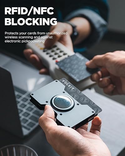 Miniatura 4 de VULKIT Minimalsit - Cartera metálica con clip para dinero, soporte para tarjetas de crédito, compatible con soporte para Airtag, bolsillo frontal,