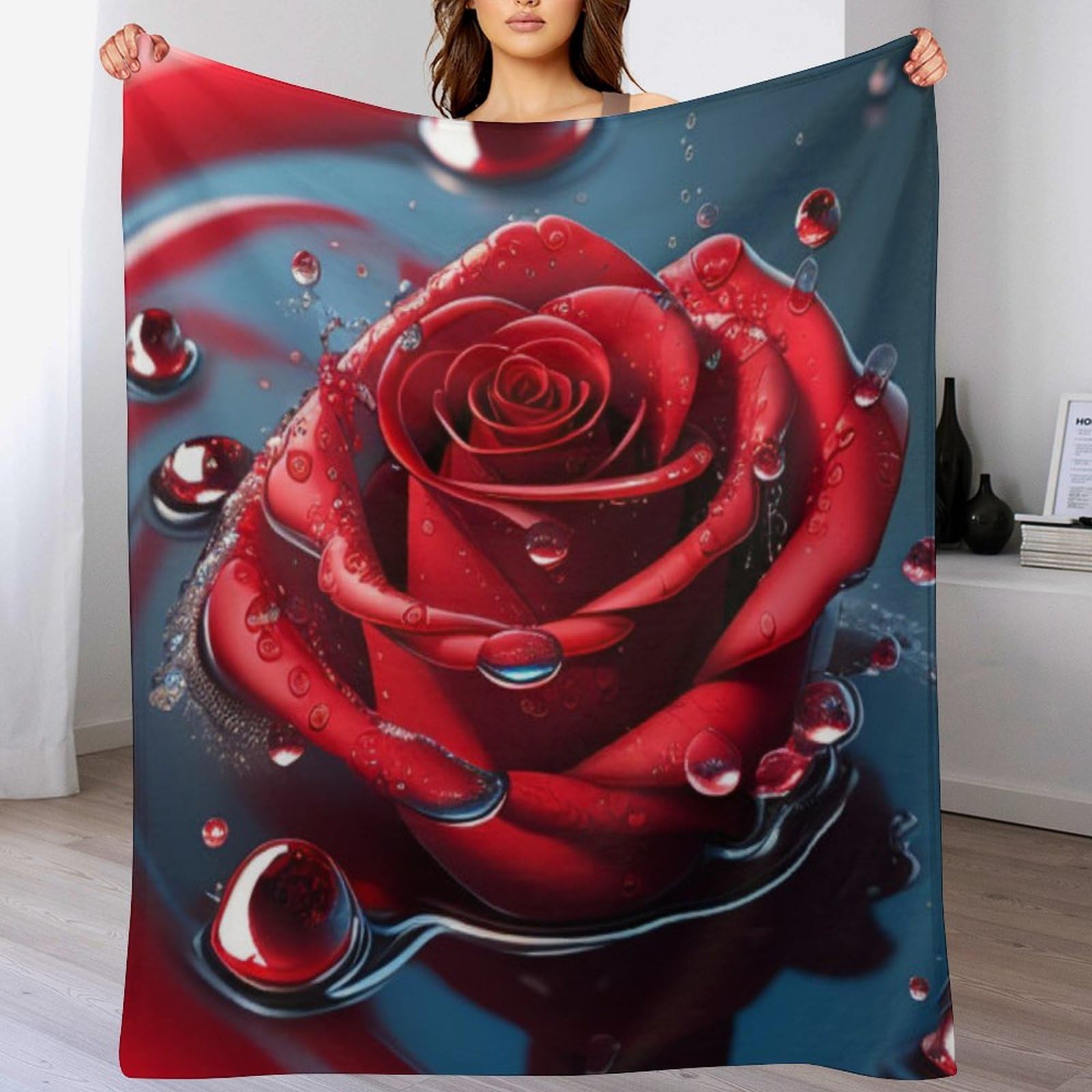 Couverture rose flannel chaude et imprimée pour lit et voyage 140×180cm