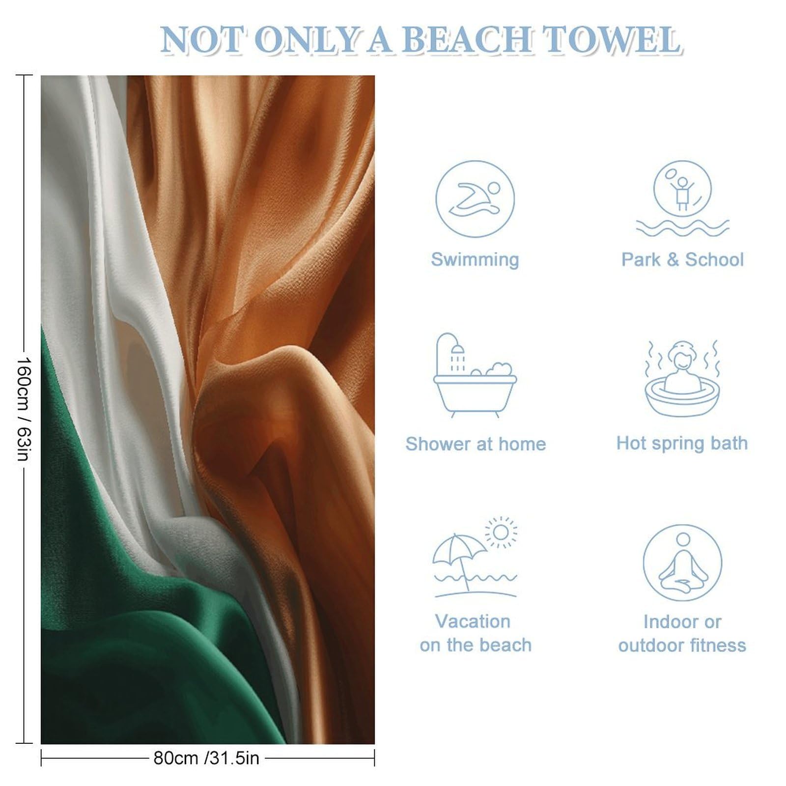 Miękkie ręczniki kąpielowe unisex, ręcznik plażowy lekki, szybkoschnący, ręcznik kąpielowy do podróży, sportu, na basen, do kąpieli, na kemping, jogę, dla dorosłych, 160 x 80 cm