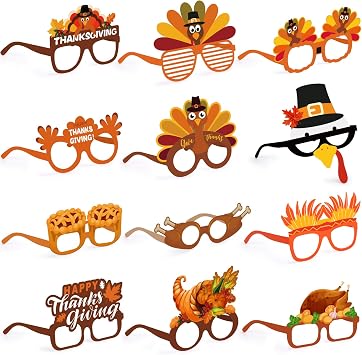 Thanksgiving Paper Glasses, 12PCS Turkey Paper Eyeglasses Funny Party Glasses for Kids Adults Thanksgiving Party Favors