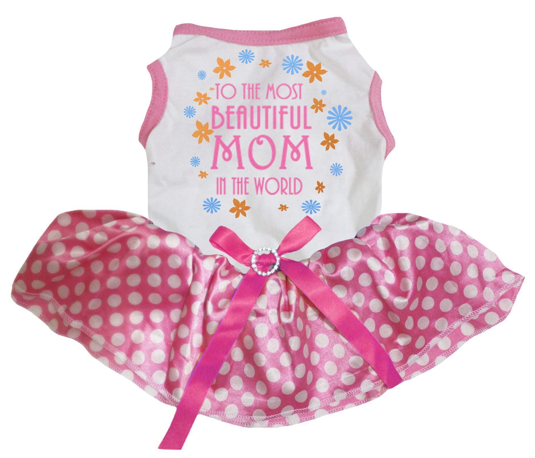 Robe tutu pour chien rose à pois To The Most Beautiful Mom pour chienne
