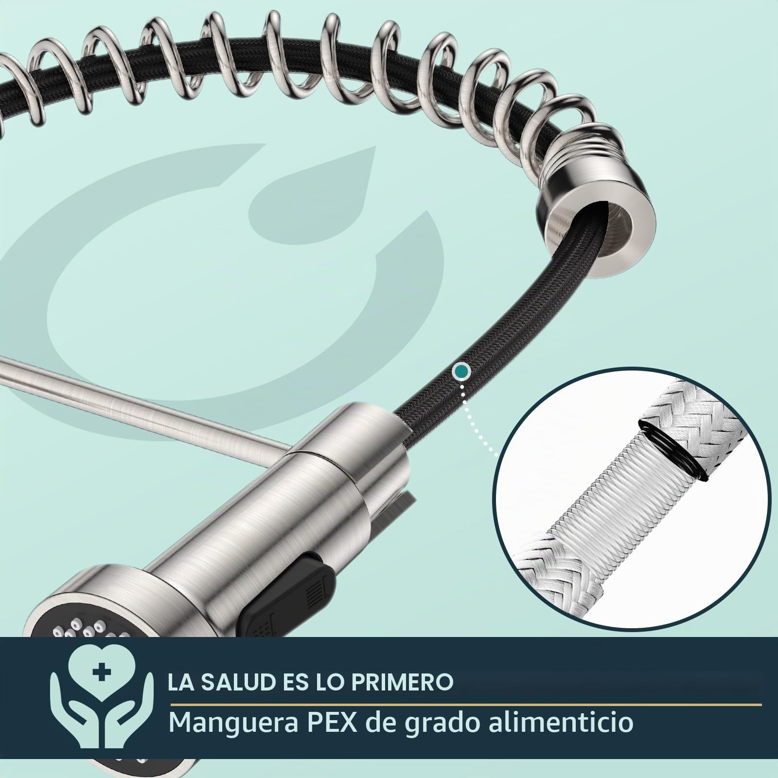 FORIOUS Grifo Cocina Extraible, Grifos Cocina Fregadero, Acero inoxidable Monomando Torneira Cozinha con Giro 360°y Rociador de Doble Función