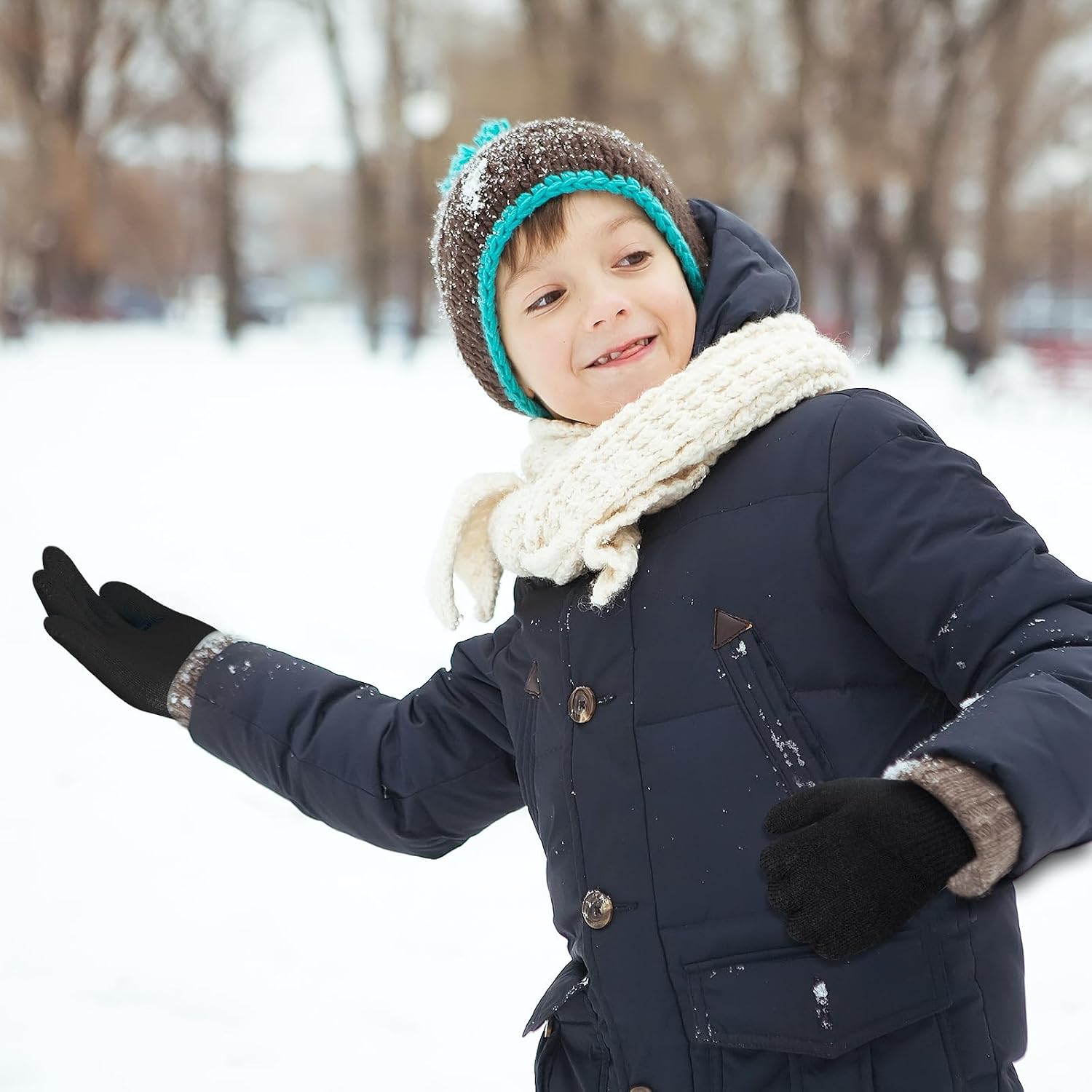 ONESING 12 Pairs Children Gloves - Warm Knitted Winter Gloves Bulk for Girls Boys | Kids Gloves Designed for Cold Weather Mixcolor X