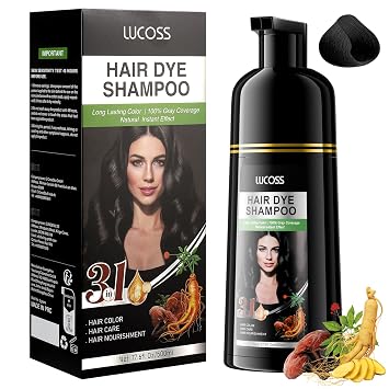 Black Hair Dye Shampoo for Gray Hair for Women, Hair Color Shampoo for Gray Hair Coverage, Herbal Ingredients Champu Para Canas for Women and Men, Shampoo para canas mujer Black